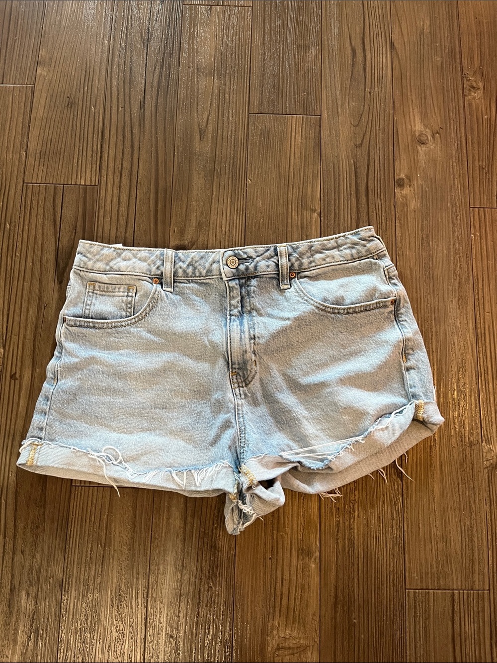 PacSun Light Blue Denim Jean Shorts with Rolled Frayed Hem